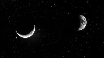 Two Crescent Moons and Starry Night Sky A Celestial Double Feature. photo