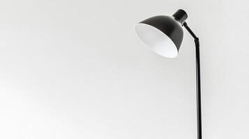 Modern Black Floor Lamp Against White Wall Simple Interior Design Element. photo