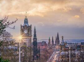 Edinburgh Skyline at Dusk with City Views and Historic Landmarks photo