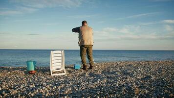 Morning Routine Of A Fisherman At The Sea video