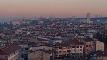 Drone view of Istanbul at sunset reveals a blend of old and modern architecture video