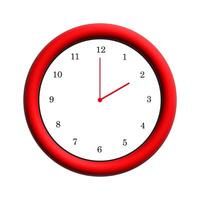 Three-dimensional clock with red frame shows 2o'clock photo