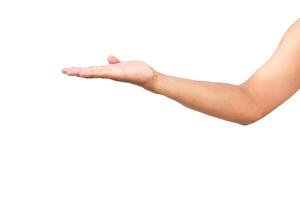 Open hand offering or presenting concept, isolated against a white background provides versatility photo