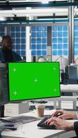Vertical Solar panel specialist uses green screen and oversees manufacturing strategy, combining industrial insight with clean energy goals for sustainable solutions and development. Camera A. video