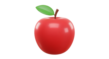 lustroso vermelho maçã com vibrante verde folha e Castanho haste 3d render png