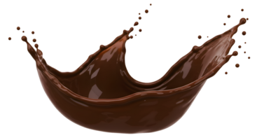 lustroso chocolate respingo com gotas suspenso dentro ar formando uma dinâmico forma png