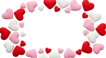 Romantic Heart Frame. Red Pink White Hearts Scattered on Black Background for Valentines Day png
