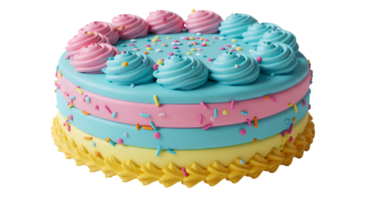 Pastel Layered Cake with Swirled Frosting and Colorful Sprinkles png