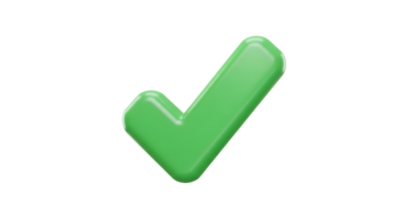 Glossy Green Check Mark Symbol with Rounded Edges and Subtle Lighting png