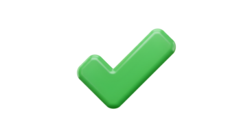 Glossy Green Check Mark Symbol with Rounded Edges and Subtle Shadows png