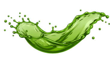 vibrante verde líquido respingo com gotas dinâmico movimento e lustroso textura png