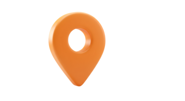ThreeDimensional Orange Location Pin with Rounded Edges and Central Hole png