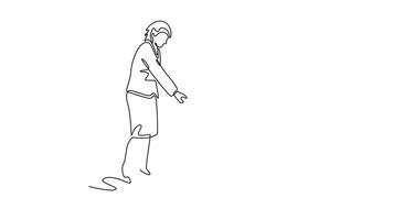Peer support. Support of business. Affection in office concept. Single line draw design. Full length animation illustration. High quality 4k footage video