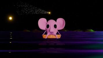 A frightened little mouse is floating on a small piece of cheese across the waves. The mouse's wide eyes and trembling posture convey its fear as it navigates this vast, mysterious sea. video