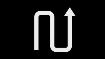 Loop Animation of Reversed S-Shaped Arrow Sign Icon on Transparent Background video