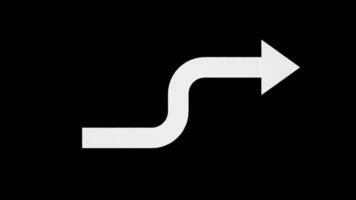 Loop Animation of S-Shaped Right Arrow Sign Icon on Transparent Background video