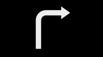 Loop Animation of Inverted L-Shaped Arrow Sign Icon on Transparent Background video