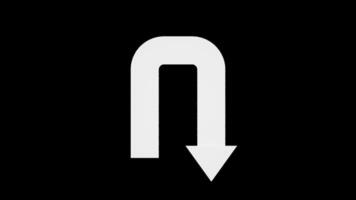 Loop Animation of Inverted U-Turn Arrow Sign Icon on Transparent Background video