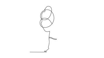 Self drawing animation single line draw attractive female rhythmic gymnast posing with ribbon. Beautiful and graceful sports. Motion, grace and flexibility. Continuous line draw. Full length animated video