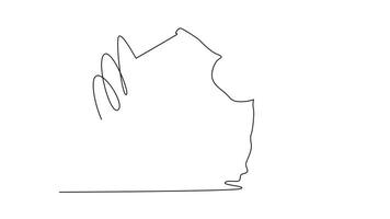 Animated self drawing continuous line draw young female gymnast elegantly twirls ribbon. Precision, grace, and artistry in captivating rhythmic gymnastics performance. Full length one line animation video