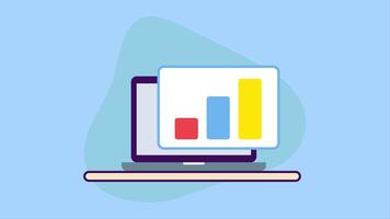 A laptop with a bar chart on it video