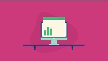 A computer screen with a bar chart on it video