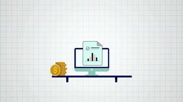 A computer screen with a coin and a graph video