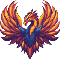 Majestic fiery phoenix with spread wings on transparent background a digital painting of a mythical bird png