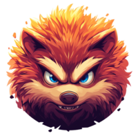 Fiery wolf character art on transparent background a powerful and intense headshot illustration png