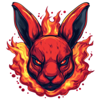 Fiery inferno rabbit a blazing symbol of power and rage on transparent background png