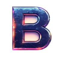Glowing metallic letter b on transparent background a vibrant and stylish alphabetical element png