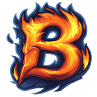 Fiery letter b logo a flaming design on transparent background for branding and identity png