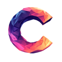 Vibrant crumpled paper style letter c on transparent background a colorful and creative design element png