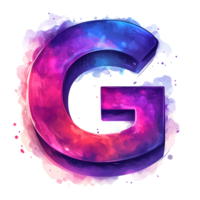 Cosmic nebula letter g design on transparent background a vibrant and colorful 3 d typography art png
