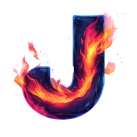 Fiery letter j a flaming alphabet design on transparent background for logos and branding png