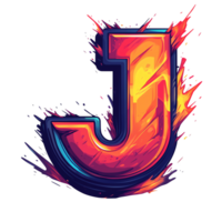 Fiery letter j on transparent background a vibrant and bold alphabetical design element png