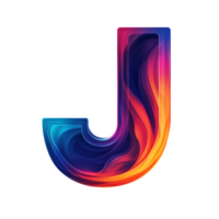 Vibrant stylized letter j on transparent background a colorful and dynamic design element png