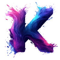 Vibrant paint splash letter k on transparent background a dynamic abstract design element png