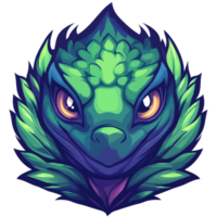 Fierce green dragon head illustration on transparent background a captivating digital painting of a stylized dragons head perfect for game assets or fantasy themed projects png