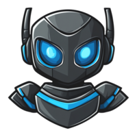 Adorable futuristic robot illustration on transparent background perfect for tech logos and game assets png