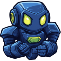 Meditating blue robot on transparent background a cartoon icon of calm and technological serenity png