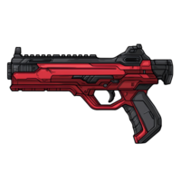 Futuristic red and black handgun on transparent background high resolution clipart for gaming and design png