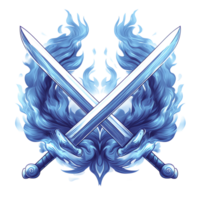Fiery crossed swords a fantasy emblem on transparent background png