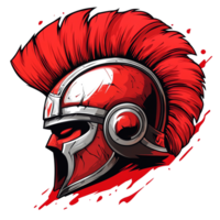 Red spartan helmet with crest transparent background clipart for projects png