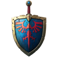 Hyrule shield with royal crest a symbol of courage and protection on transparent background png