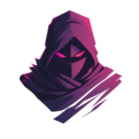 Mysterious hooded figure a captivating gaming logo design with a transparent background ideal for streamers and gamers png
