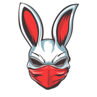 White rabbit mask with red details on transparent background a symbolic costume design png