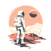 Astronaut on a mars like planet on transparent background png