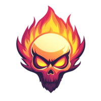 Flaming skull logo fiery skull design on transparent background for branding and merchandise png