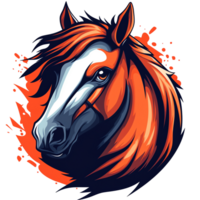 Fiery mustang horse portrait on transparent background a stunning digital illustration of an elegant equine png